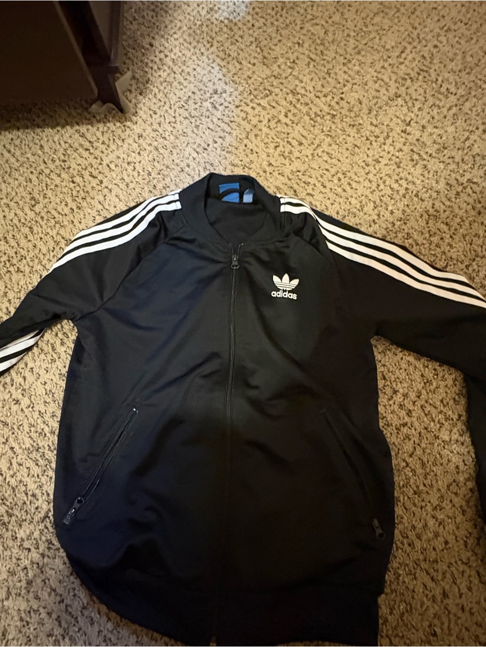 adidas Black Track Jacket with White Three-Stripes